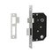 Classic mortise lock for an exterior door in steel color with a rectangular bolt and latch in a rectangular black case