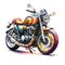 Classic motocycle, watercolor style on White background