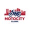 Classic motorcycle city logo design template