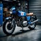 Classic motorcycle parked in a garage - ai generated image