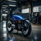 Classic motorcycle parked in a garage - ai generated image