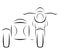 Classic motorcycle with side car front view contour isolated