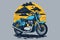 Classic motorcycle vector illustration. Motor bike for logo, biker club emblem, sticker, t shirt design print