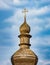 Classic mushroom shaped steeple made of natural woods in Kiev, Ukraine