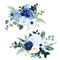 Classic navy blue rose, white hydrangea, ranunculus, anemone, dark thistle flowers