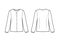 Classic office blouse technical fashion illustration with button down front opening, long sleeves