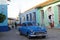 Classic old cars on the colonial cobblestone streets