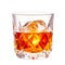 Classic Old Fashioned in a crystal-cut rocks glass isolated on white backdrop