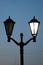 Classic old-fashioned lamps on a lamppost