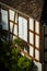 Classic old windows in timber-framing building, Alsace