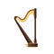 Classic old wooden harp, traditional historical string musical instrument.