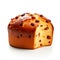 Classic panettone, a traditional Italian holiday dessert, isolated on a clean white background.