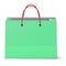 Classic paper shopping green bag with red grips background