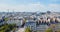 Classic Parisian buildings. Aerial view of roofs. Panorama