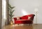 Classic Parisian luxury interior with red chaise lounge