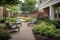 classic patio with lounge chairs, potted plants, and plush carpeting