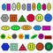 Classic pattern for clothing design. Classic colored buttons various shapes. Vector illustration. stock image.