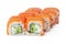 Classic philadelphia sushi roll with cheese and cucumber isolated at white background