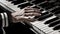 Classic piano key with musician hands playing. Generative AI