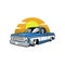 Classic pickup truck hot rod side view illustration vector isolated in white background