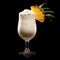 The classic Pina Colada with pineapple, coconut and creamy white top presented in a chilled glass with straw