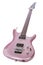 Classic pink electric guitar isolated against white background