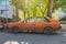 Classic Polish car Polonez 1500 parked under trees in shadow