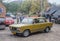 Classic Polish old brown private car Polski Fiat 125p driving