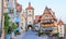 Classic postcard view of the medieval old town of Rothenburg ob der Tauber, Bavaria, Germany