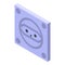 Classic power socket icon, isometric style