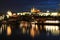 Classic Prague - night view to old buildings and street ,  Czech Republic