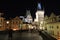 Classic Prague - night view to old buildings and street ,  Czech Republic