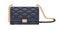 Classic quilted black flap bag with gold chain. Women fashion clutch. Small leather elegant purse. Modern rectangular