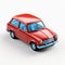 Classic Red Car 3d Rendering Caricature-like Illustration In 1970s Style