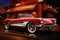 A Classic Red Chevrolet Corvette Parked in Front of a Store Created With Generative AI Technology