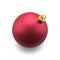 Classic red matte metallic luxury Christmas ball with golden loop hanging spruce realistic vector