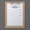 Classic restaurant menu on paper sheet in clipboard. Vector template