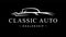 Classic retro style sports car auto logo silhouette