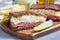 Classic reuben sandwich, served with dill pickle, potato chips, horizontal