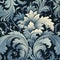 Classic Rococo Floral Damask Wallpaper With Detailed Feather Rendering