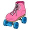 Classic roller skates. Laced roller skates. Vector illustration of children`s roller skates. Roller skates hand drawn