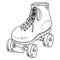 Classic roller skates. Laced roller skates. Vector illustration of children`s roller skates. Roller skates hand drawn