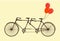 Classic romantic tandem bicycle with balloons in flat style vector