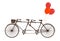 Classic romantic tandem bicycle with balloons vector isolated on