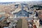 Classic Rome - aerial view to old roof buildings and street, View of St. Peter`s Square in Vatican and Rome street