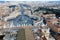 Classic Rome - aerial view to old roof buildings and street, View of St. Peter`s Square in Vatican and Rome street
