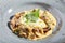 Classic Russian beef stroganoff or beef stroganov