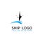 Classic sailboat with blue wave for logo design