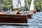 Classic sailing yacht on a lake in a regatta