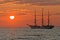 Classic Sailship in sunset